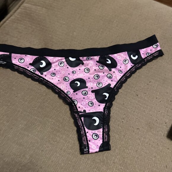 Morvia 3pk lace trim Skater goth Emo Bikini panties Large plus size skulls Pink - Picture 10 of 12